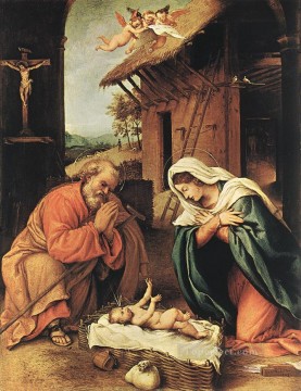Natividad 1523 Renacimiento Lorenzo Lotto Pinturas al óleo
